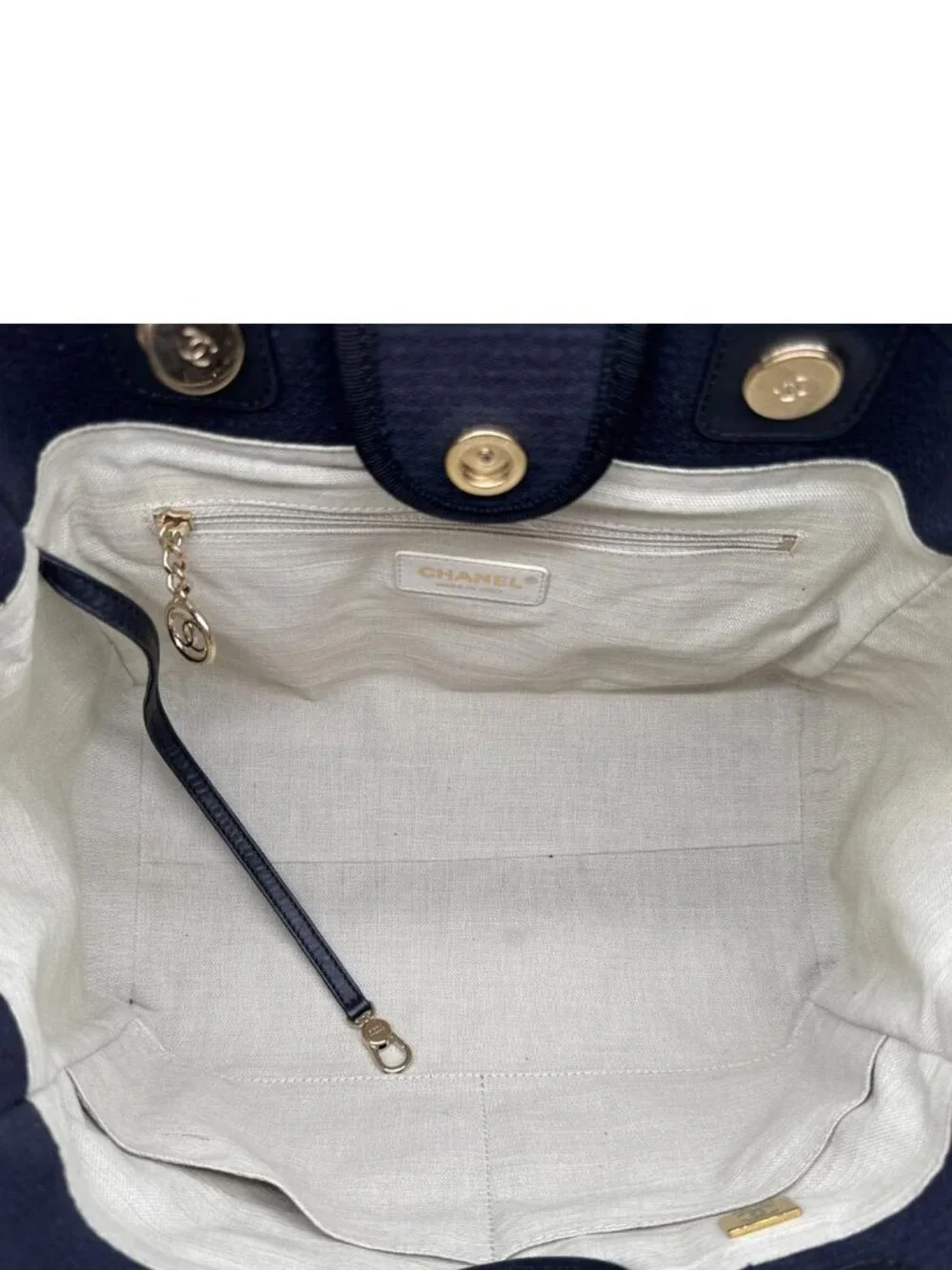 Chanel  Deauville Small Mixed Fibers Tote Bag Navy Blue